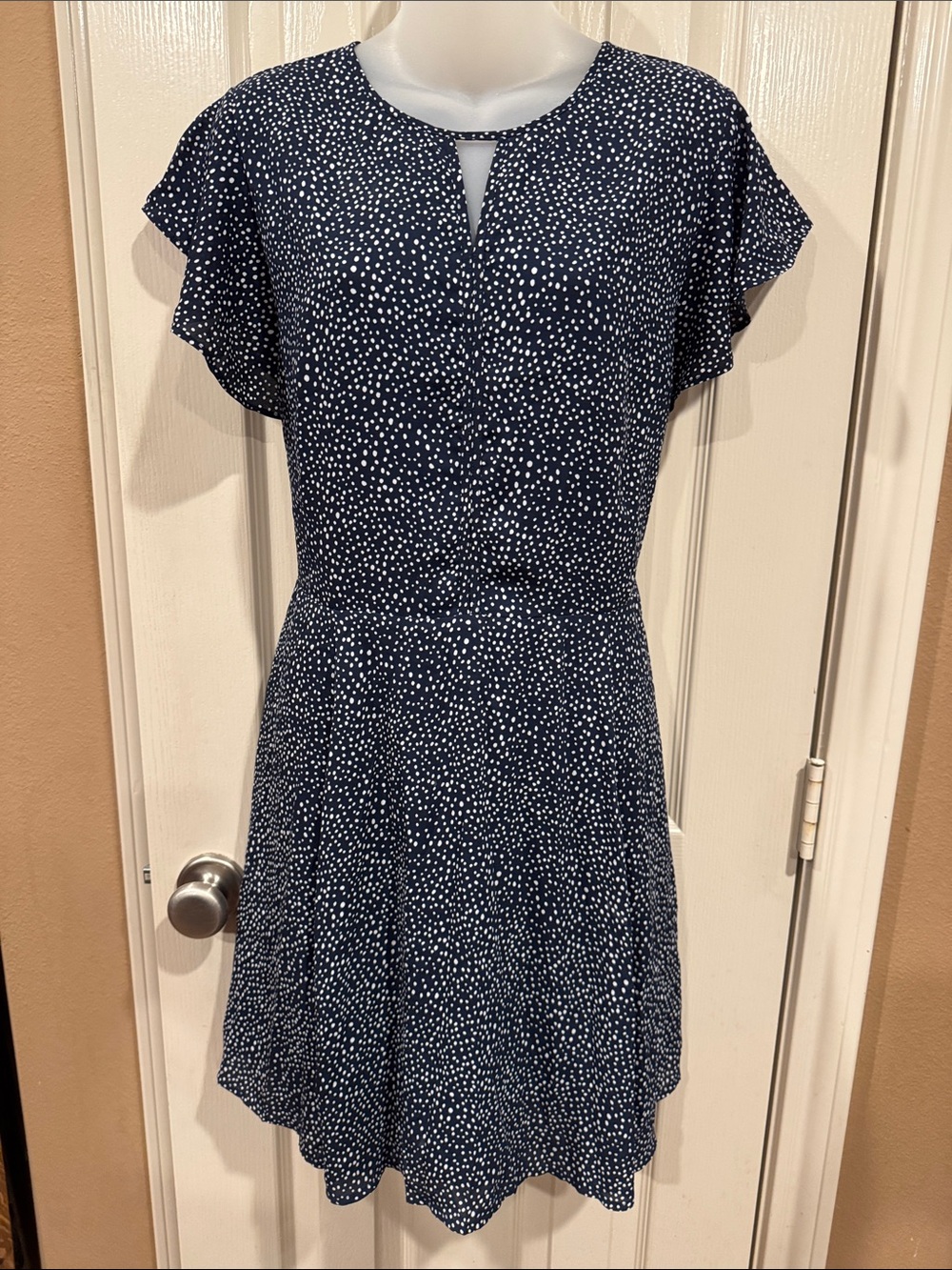 Banana Republic Navy Dotted Dress. Sz 10